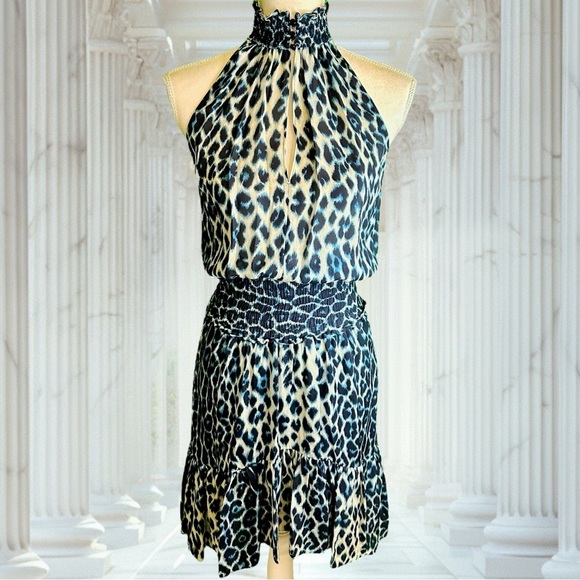 NWT A.L.C. ‘Cody’ Silk Blue Leopard Print Mini Dress Size 0 - Picture 9 of 16